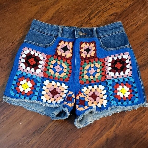 NWT Farm Rio Cottagecore Knit Crochet Blue Jean's 27 - Picture 5 of 8